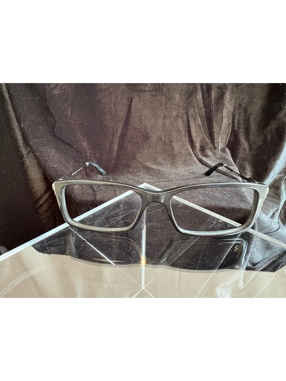 Burberry Rectangular Black Frame Eyeglasses with Thin Metal Temples